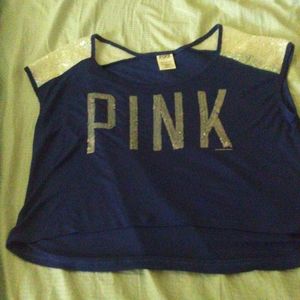 Blue glitter pink shirt